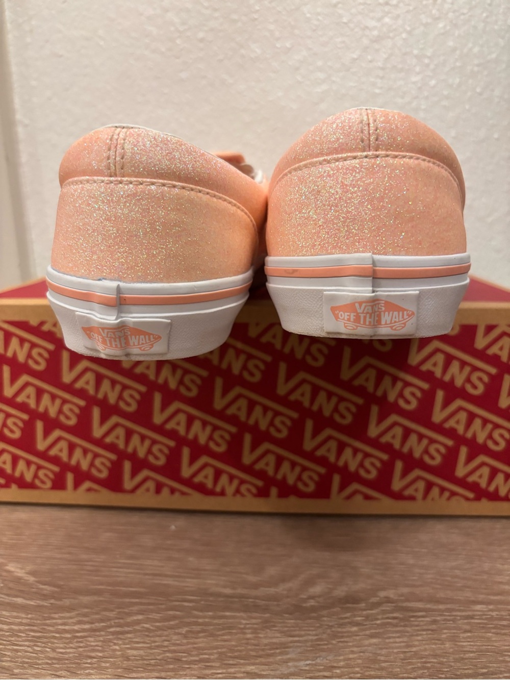 Vans Pinky Peach Glitter Slip-On Sneakers - Picture 4 of 6